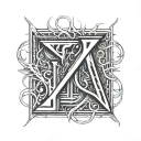 Letters K T H R Giger tattoo design idea