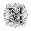 Letters K T H R Giger tattoo design idea