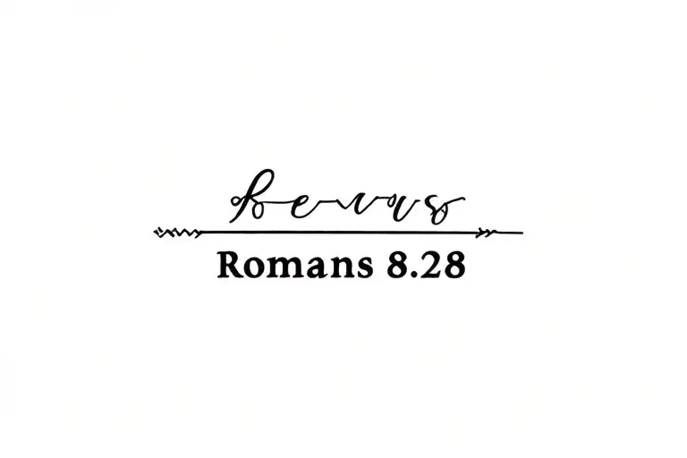 "Romans 8:28" line tattoo tattoo design idea