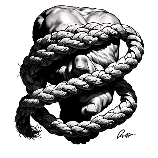 rope chain on tricep down to elbow tattoo design idea