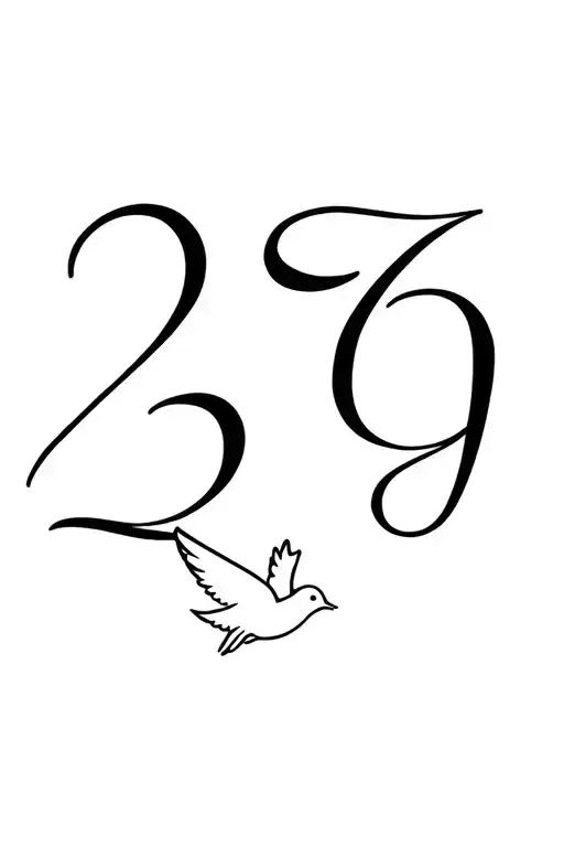 269 in fancy font with a small minimal dove symbolizing peace. The 269 should be prominent, dove just accompanying it tattoo design idea