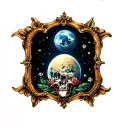 antique frame with space inside tattoo design idea