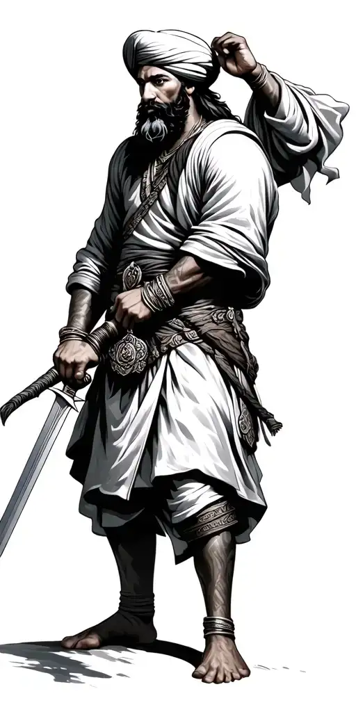 sikh warrior wielding his sword tattoo design idea