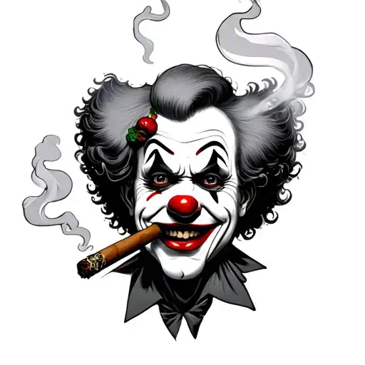 happy and sad clown smoking cigars tattoo design idea