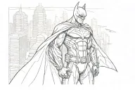 Batman and the city skyline in the background tattoo design idea