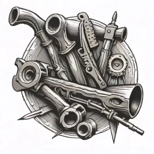 carpentry tools tattoo design idea