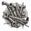 carpentry tools tattoo design idea