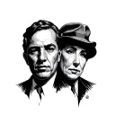 tattoo of my parents' faces on the arm, with lots of shadows and gangster style tattoo design idea