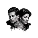 tattoo of my parents' faces on the arm, with lots of shadows and gangster style tattoo design idea