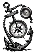 compass and anchor  tattoo design idea