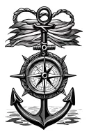 compass and anchor  tattoo design idea