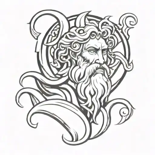 poseidon god symbol tattoo design idea