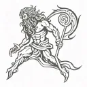 poseidon god symbol tattoo design idea