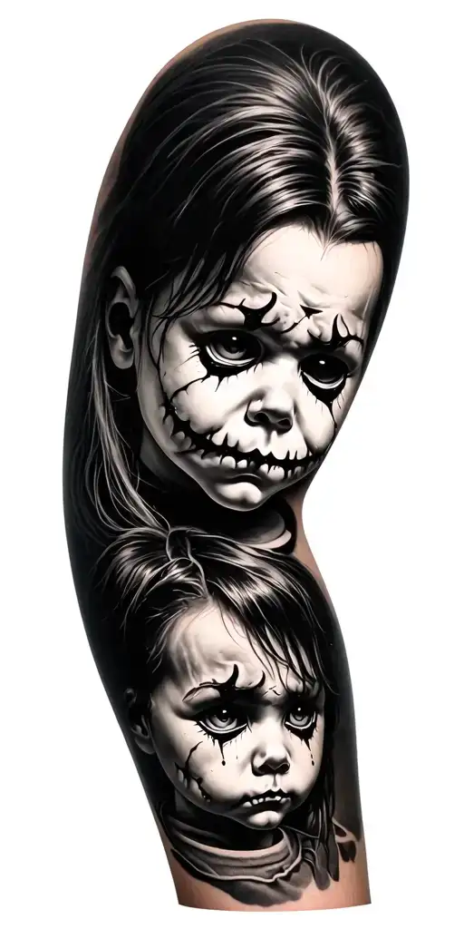 chucky Tiffany ghost face Michael Myers's and Jason sleeve tattoo design idea