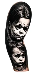 chucky Tiffany ghost face Michael Myers's and Jason sleeve tattoo design idea