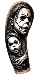 chucky Tiffany ghost face Michael Myers's and Jason sleeve tattoo design idea