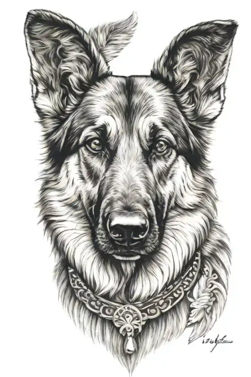 german shepherd dog tattoo design idea