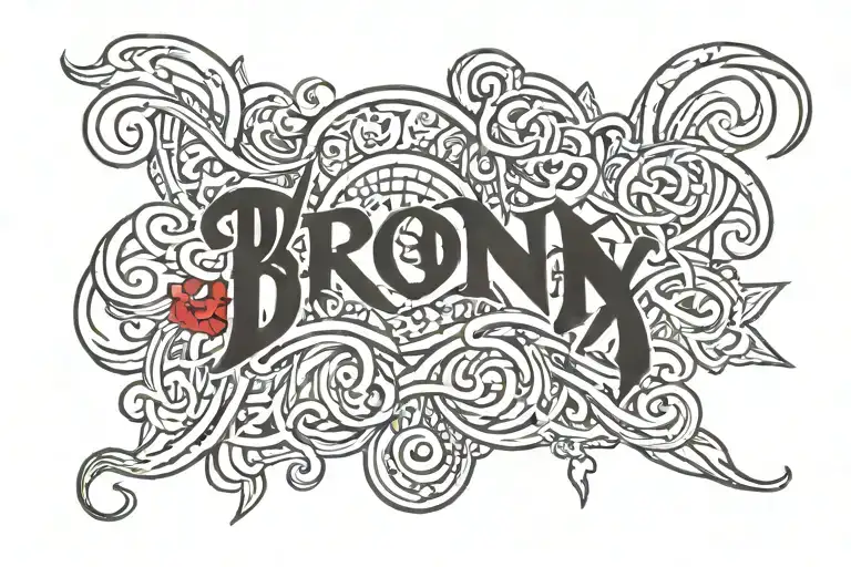 "Bronx Blood" text all in a row,written in a thug font style  tattoo design idea