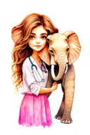 Momma with a elephant and a stethoscope  tattoo design idea