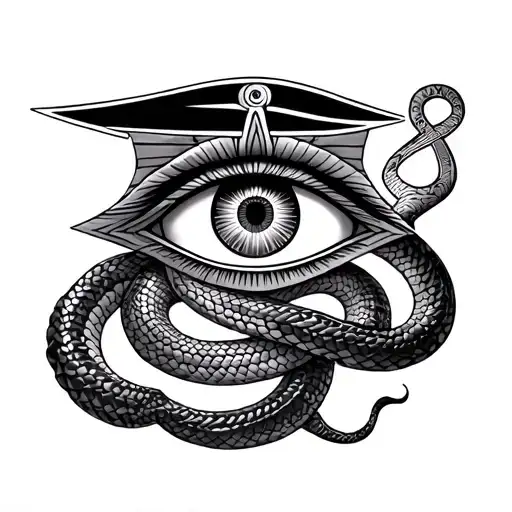 Osiris with the eye of horus and ankh and snakes tattoo design idea