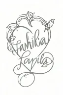 A minimalist tattoo of a heart with the word 'familia' inside, representing love and loyalty towards family tattoo design idea