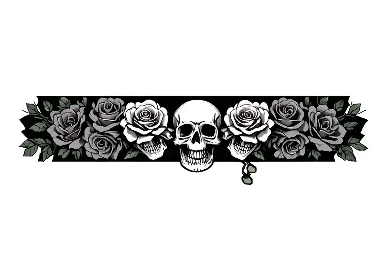 1800 handcuff roses skull tattoo design idea