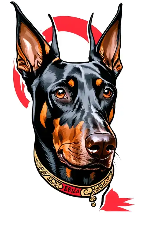 Doberman dog head tattoo design idea