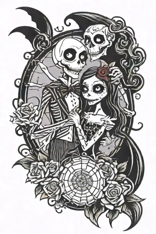 jack and sally de nigthmare tattoo design idea