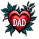 heart with dad memorial tattoo design idea