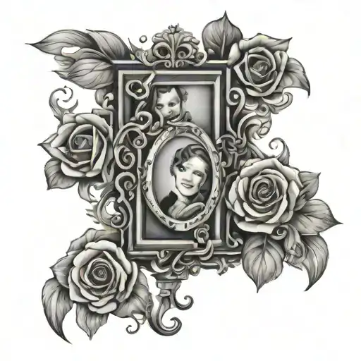overlapping picture frames tattoo design idea