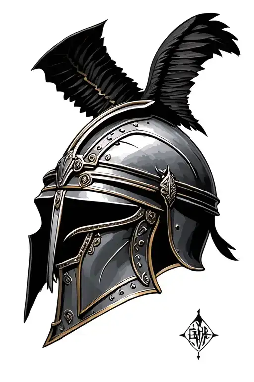 Gladiator helmet tattoo design idea