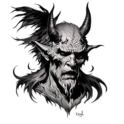 God vs the devil tattoo design idea