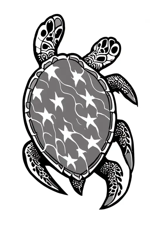 American flag, coqui sea turtle, hawai tribal leg sleeve tattoo design idea