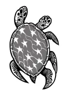 American flag, coqui sea turtle, hawai tribal leg sleeve tattoo design idea