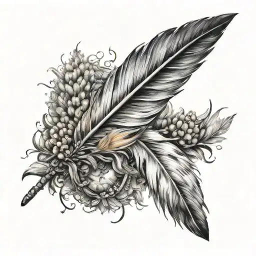 Heather  and  feather tattoo design idea