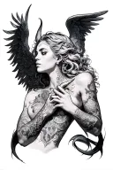 sexy angels demons fighting neck tattoo tattoo design idea