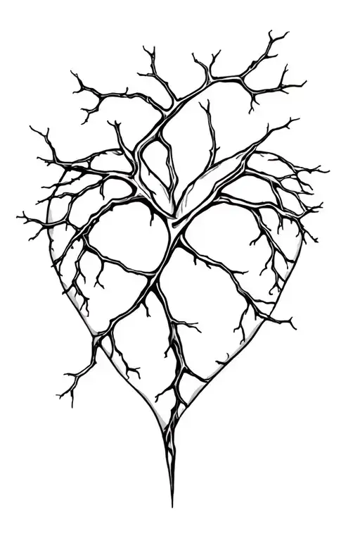 heart, brain, and neuron tattoo design idea