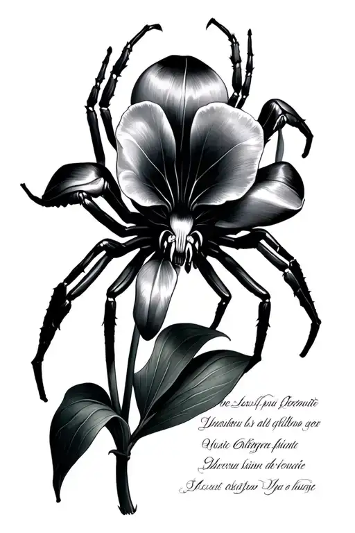 spider Lilly with Latin words tattoo design idea