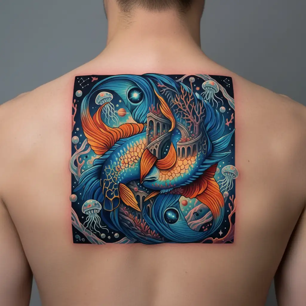 Leo and Pisces  tattoo design idea