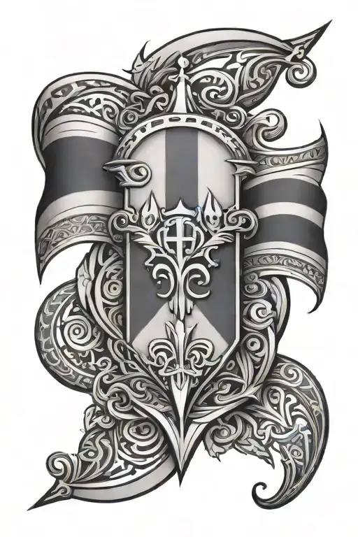  tribal tattoo with the Dominican flag and loyalty respect Warrior symbol tattoo design idea