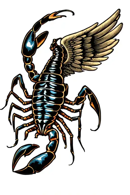 scorpion with wings tattoo design idea