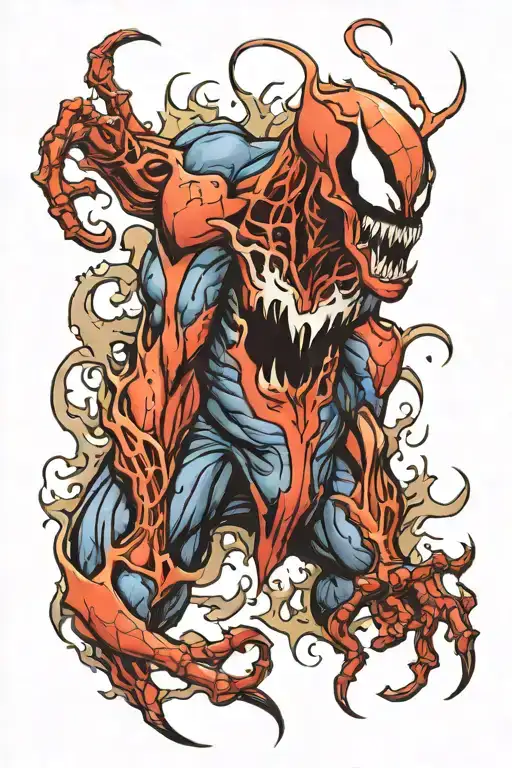 marvels venom, carnage and anti-venom sleeve tattoo tattoo design idea