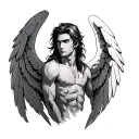 anime character male angel tattoo design idea
