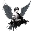anime character male angel tattoo design idea