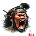 Chinese warrior screaming tattoo design idea