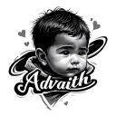 I need a tattoo , its a name of my baby boy "Advaith" , give me some creative ideas. it should small  tattoo design idea
