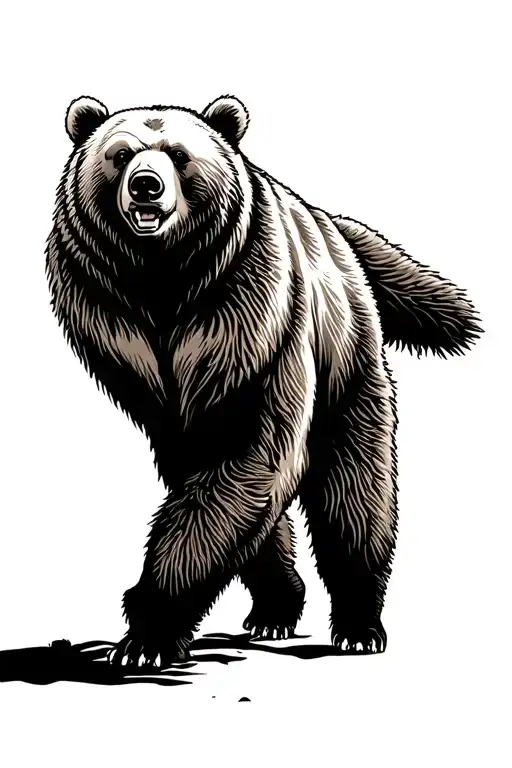 grizzly bear walking tattoo design idea