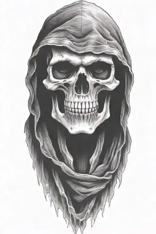 hooded reaper death seal tattoo design idea