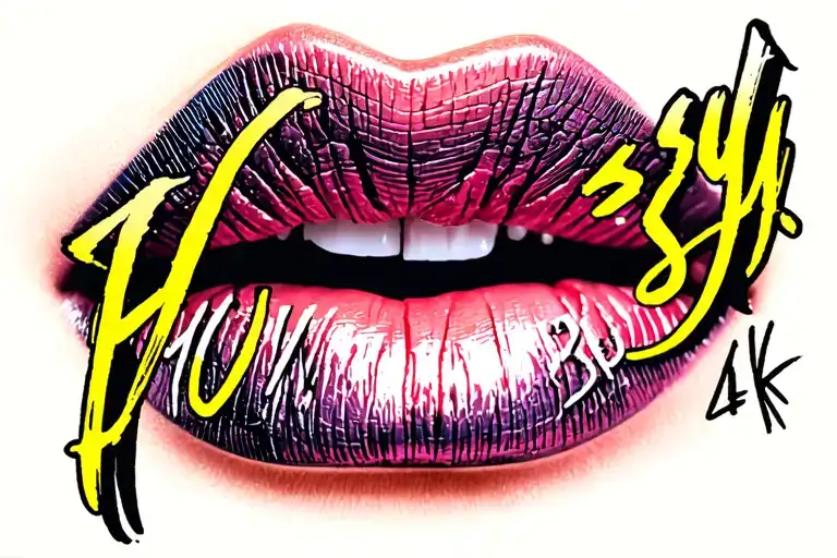 "Cam’s Pussy" lip print tattoo design idea