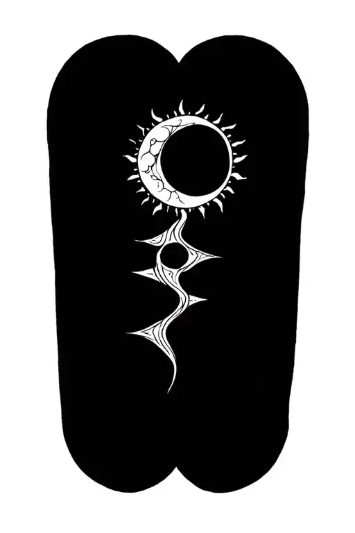 sun moon merging together representing the client's love tattoo design idea